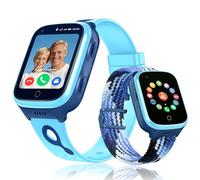 POKUJNFY 4G Montre Connectée Enfant pour Garçon Fille - Traceur GPS Tracker Appel Vidéo Téléphone Chat Vocal SOS Mode alculatrice Reveil Jeu Podometre - Numérique Étanche Montre Enfant Cadeau