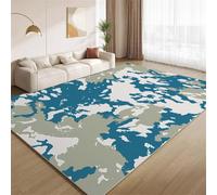 POKXAEU Tapis Bleu Gris Vintage, Tapis Graffiti Grunge Abstrait D'Entrée à Poils Courts Antidérapant Doux Lavable Fin pour Salon Chambre à Coucher Couloir Intérieur 60x90cm