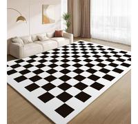 POKXAEU Tapis Damier Moderne, Tapis Plaid Noir Et Blanc de Salon en Fausse Laine Lavable Antidérapant Facile d'entretien pour Chambre à Coucher Crèche Bureau Décoration 180x270cm