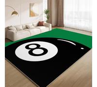 POKXAEU Tapis Motif Boule 8, Tapis Billard Noir Et Vert D'Entrée à Poils Courts Antidérapant Doux Lavable Fin pour Salon Chambre à Coucher Couloir Intérieur 60x90cm