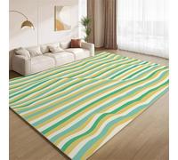 POKXAEU Tapis Rayures Vertes Ondulées, Tapis Illusions D'Optique Lavable pour Salon Doux Antidérapant Facile à Nettoyer pour Chambre à Coucher Crèche Étude Salle de Classe Bureau 160x200cm