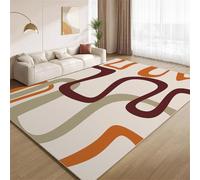 POKXAEU Tapis Rétro Années 60-70, Tapis Lignes De Rayures Minimalistes Lavable pour Salon Doux Antidérapant Facile à Nettoyer pour Chambre à Coucher Crèche Étude Salle de Classe 150x210cm