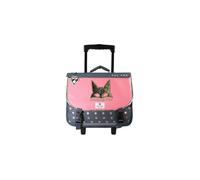 POL FOX Wonderfox Glitter - Cartable à roulettes 38 cm - Rabat réversible - Rose/Gris pailleté - 2 compartiments