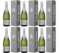 Pol Roger Pure Extra-Brut - Lot de 6 bouteilles de 75 cl avec étuis - Champagne