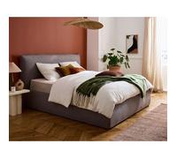 Pola - lit coffre - 180x200 cm - sommier inclus - en tissu - Gris