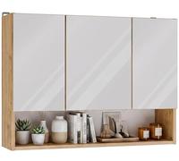 Pola Meuble Salle de Bain, Miroir Salle de Bain, 3 Portes, 80 cm | Panneaux de particules laminés, pour salles de bain modernes, rangement suspendu au-dessus du lavabo