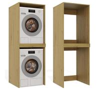 POLA TWIN - Armoire de salle de bain pour lave-linge et sèche-linge avec colonne étagère - Chêne