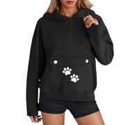 Polaire Animal de Compagnie Chat Petit Sac à Capuche Passant Sac à Capuche (Noir, XXL)