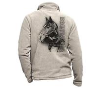 Polaire Cavalier Beige personnalisé avec Un Cheval bai - Habit d'équitation Taille L