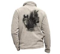 Polaire Cavalier Beige personnalisé avec Un Cheval Noir - Habit d'équitation Taille L