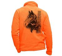 Polaire Cavalier Orange personnalisé avec Un Cheval bai - Habit d'équitation Taille L