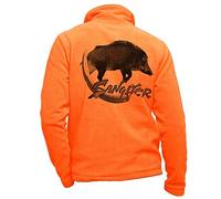 Polaire Chasse Orange personnalisé avec Un Sanglier et Chasse - Habit de Chasse Taille L