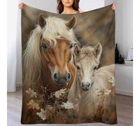 Polaire Cheval Couverture en Flannel Couche Douce Et Confortable - Couvertures Lit, Plaid Canape Chaud 140×180cm