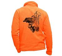 Polaire de Chasse Orange personnalisé avec Un Sanglier, Chiens et vénerie - Affaire de Chasse Taille XL