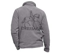 Polaire d'équitation gris personnalisé avec un cheval au dressage - affaire d'équitation taille XL