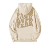 Polaire Grande Taille Femme Sweat Rose Bonbon Sweat à Capuche décontracté pour Femmes, Lettre Graphique imprimée, Manches Longues, Cordon de Serrage, Sweat Femme Rose Pull Femme Polaire (Beige, S)