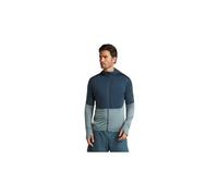 Icebreaker - Couche intermédiaire à capuche - M Merino 200 Realfleece Descender LS Zip H Abyss/Blue Ash/Cb pour Homme en Laine - Taille XL - Bleu Bleu XL