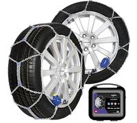 Polaire PREMIUM e9 - Chaines à Neige Traditionnelle Pour Pneu Auto - Très Bon Rapport Qualité Prix Sur Neige et Glace - Tension Automatique - Fournie avec Boîte de Transport et Gants - Garantie 2 Ans