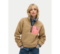 Polaire Superdry Vintage Retro Half Zip beige rose femme - L