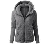 Polaire Veste Femme Automne Et Hiver Zippé Pull à Capuche Couleur Unie Casual Chic Outercoat avec Poche Chaud Laine Veste à Capuche Grande Taille Pas Cher Cardigan Veste Mi Saison