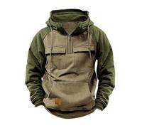 Polaire Zippée Pour Homme pour hommes, automne et hiver, , demi-fermeture éclair, haut, vêtements de travail, multi-poches, chemise d'extérieur Gilet Pull Homme Avec Fermeture Éclair (Khaki, XXL)