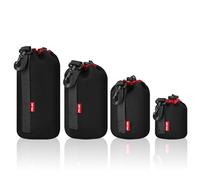 POLAM-FOTO Housse Objectif/Poche Lentille Epais pour Protéger l'Objectif, Etui Objectif Neoprène avec Un Intérieur en Peluche Noir Epais et Doux pour Canon, Nikon, Tamron, Sigma, etc.(4 Pack)