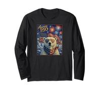 Polar Bear Art America 250 Anniversaire 4 Juillet Drapeau USA Manche Longue