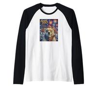 Polar Bear Art America 250 Anniversaire 4 Juillet Drapeau USA Manche Raglan