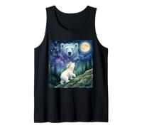 Polar Bear Cub Howling at The Moon Cosmic Night Sky Art Débardeur