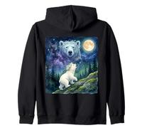 Polar Bear Cub Howling at The Moon Cosmic Night Sky Art Sweat à Capuche