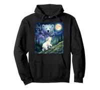 Polar Bear Cub Howling at The Moon Cosmic Night Sky Art Sweat à Capuche