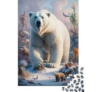 Polar Bear Ice King Puzzle Adulte 1000 Pièces, 52x38cm/1000pcs; Pièces Blanches Peu Poussiéreuses; Activité Posée pour Les Soirées Calmes