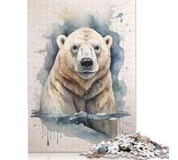 Polar Bear in Watercolor Puzzles 1000 Pieces Cadeau Unique Jeu Éducatif Challenge Toy À De Qualité Supérieure Peinture Art pour Adultes Et Enfants À Partir De 12 Ans 1000pcs (75x50cm)