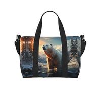 Polar Bear in Winter Sac à main à bandoulière pour femme Sac à main décontracté avec fermeture éclair Convient pour le travail, les voyages, le fitness, les voyages
