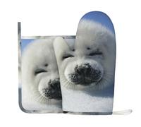 Polar Bear Lot de 2 gants de cuisine et maniques en silicone antidérapants résistants à la chaleur pour cuisine et pâtisserie Motif ours polaire