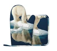 Polar Bear Lot de 2 gants de cuisine et maniques en silicone antidérapants résistants à la chaleur pour cuisine et pâtisserie Motif ours polaire