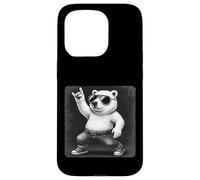 Polar Bear Lunettes de soleil Rock Music Funny Retro Horns Up Coque pour iPhone 15 Pro