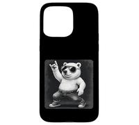 Polar Bear Lunettes de soleil Rock Music Funny Retro Horns Up Coque pour iPhone 15 Pro Max
