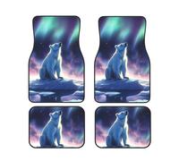 Polar Bear Northern Lights 100770708 Tapis de sol de voiture avec dos antidérapant - Protection intérieure absorbante pour voitures, SUV et véhicules - Facile à nettoyer - Tapis de voiture durable