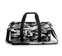Polar Bear Petit sac de sport de voyage avec compartiment pour homme et femme, Noir, gris, blanc, camouflage., 17.7in/9in/9in