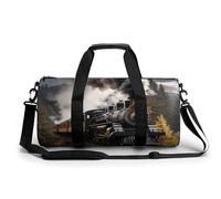 Polar Bear Petit sac de sport de voyage avec compartiment pour homme et femme, Train à vapeur., 17.7in/9in/9in