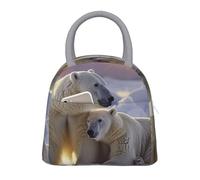 Polar Bear Sac à déjeuner isotherme avec fermeture éclair et poignée gris clair - Grand sac de transport thermique réutilisable pour bureau, école, pique-nique et randonnée