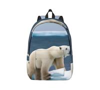 Polar Bear Sac à dos polyvalent pour ordinateur portable, voyage et travail, sac en toile léger pour homme et femme, noir, Small