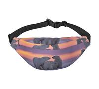Polar Bear Sac banane pour homme et femme en polyester imprimé avec sangle réglable pour voyage, marche, sport, Noir , Taille unique