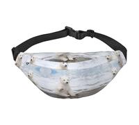 Polar Bear Sac banane pour homme et femme en polyester imprimé avec sangle réglable pour voyage, marche, sport, Noir , Taille unique