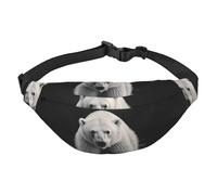 Polar Bear Sac banane pour homme et femme - Sac banane à bandoulière pour partout - Sac banane avec sangle réglable - Sac de poitrine décontracté pour la randonnée en plein air - Noir - Taille unique,