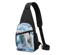Polar Bear Sac de poitrine imprimé glace pour homme et femme, sac banane d'extérieur à bandoulière pour randonnée, sport, Noir , Taille unique, Sac à dos décontracté