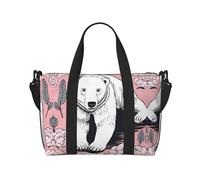 Polar Bear Sac de voyage pour femme Rouge Grand sac fourre-tout de week-end Sac de gym Sac d'entraînement Sac d'hôpital pour maman, noir, One Size
