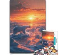 Polar Bear Sunset Puzzle en Bois 1000 pièces, Activité Adulte | Idée cadeau pour le Nouvel An : activité sans écran à la maison sur plusieurs sessions.
