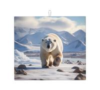 Polar Bear Tapis absorbant pour comptoir de cuisine (40,6 x 45,7 cm) - Tapis d'égouttage de vaisselle de grande valeur